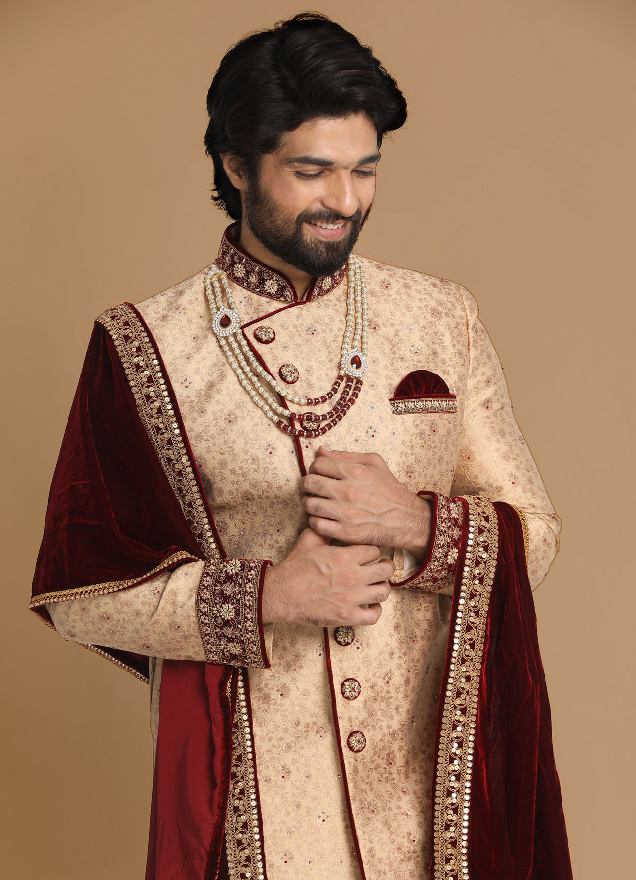 Manyavar Men Regal Fawn Sherwani Set