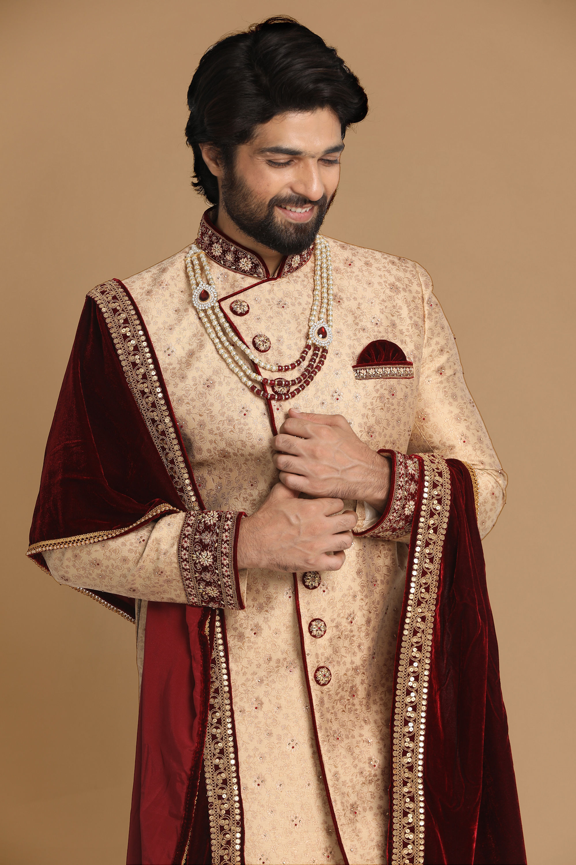 Manyavar Men Regal Fawn Sherwani Set