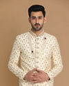 alt message - Manyavar Men Classic Cream Sherwani Suit image number 0