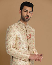 Manyavar Men Resplendent Beige Sherwani