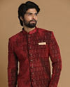 Manyavar Men Regal Maroon Indo Western Set