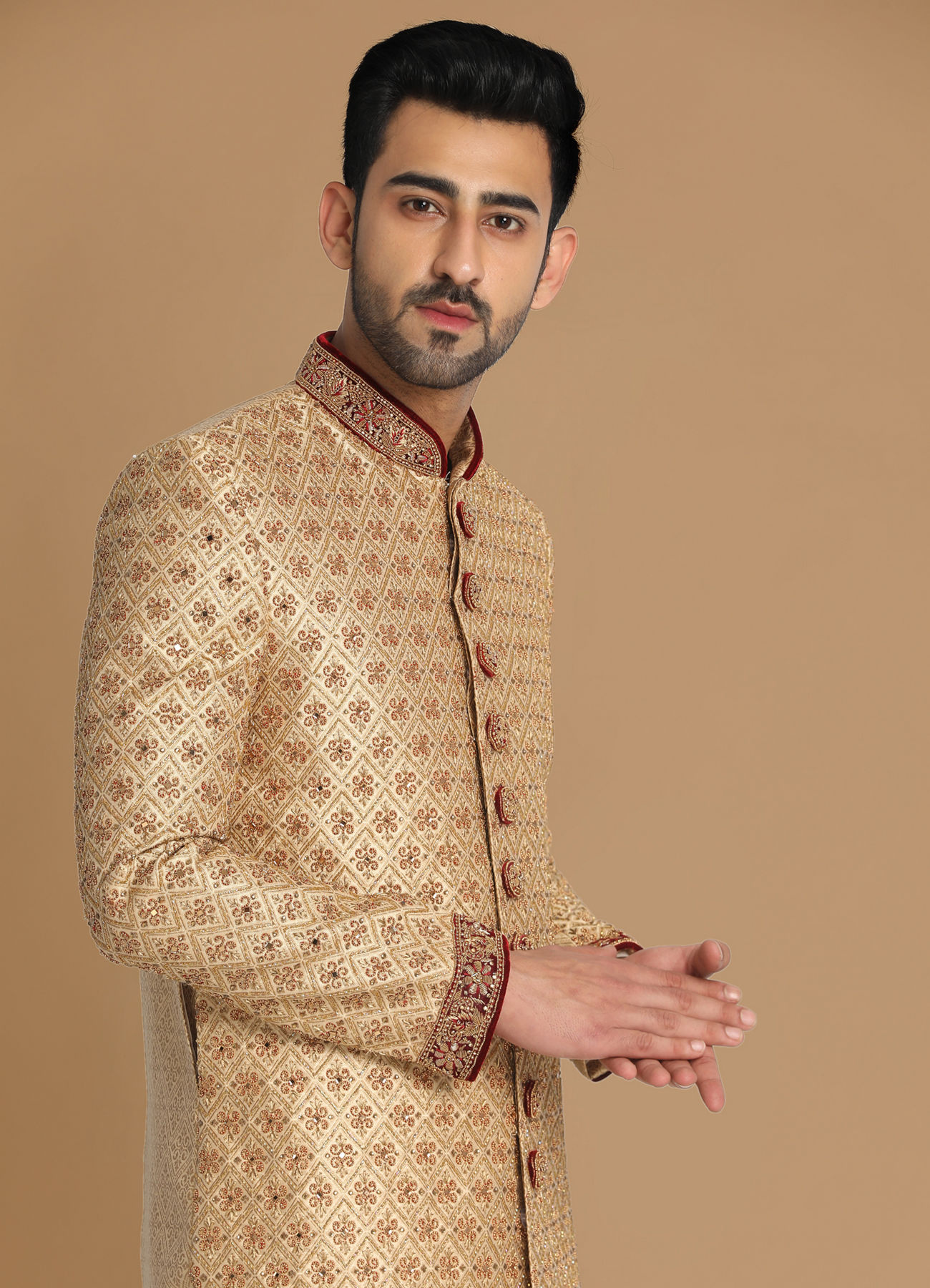 Manyavar Men Flambouyant Fawn Sherwani