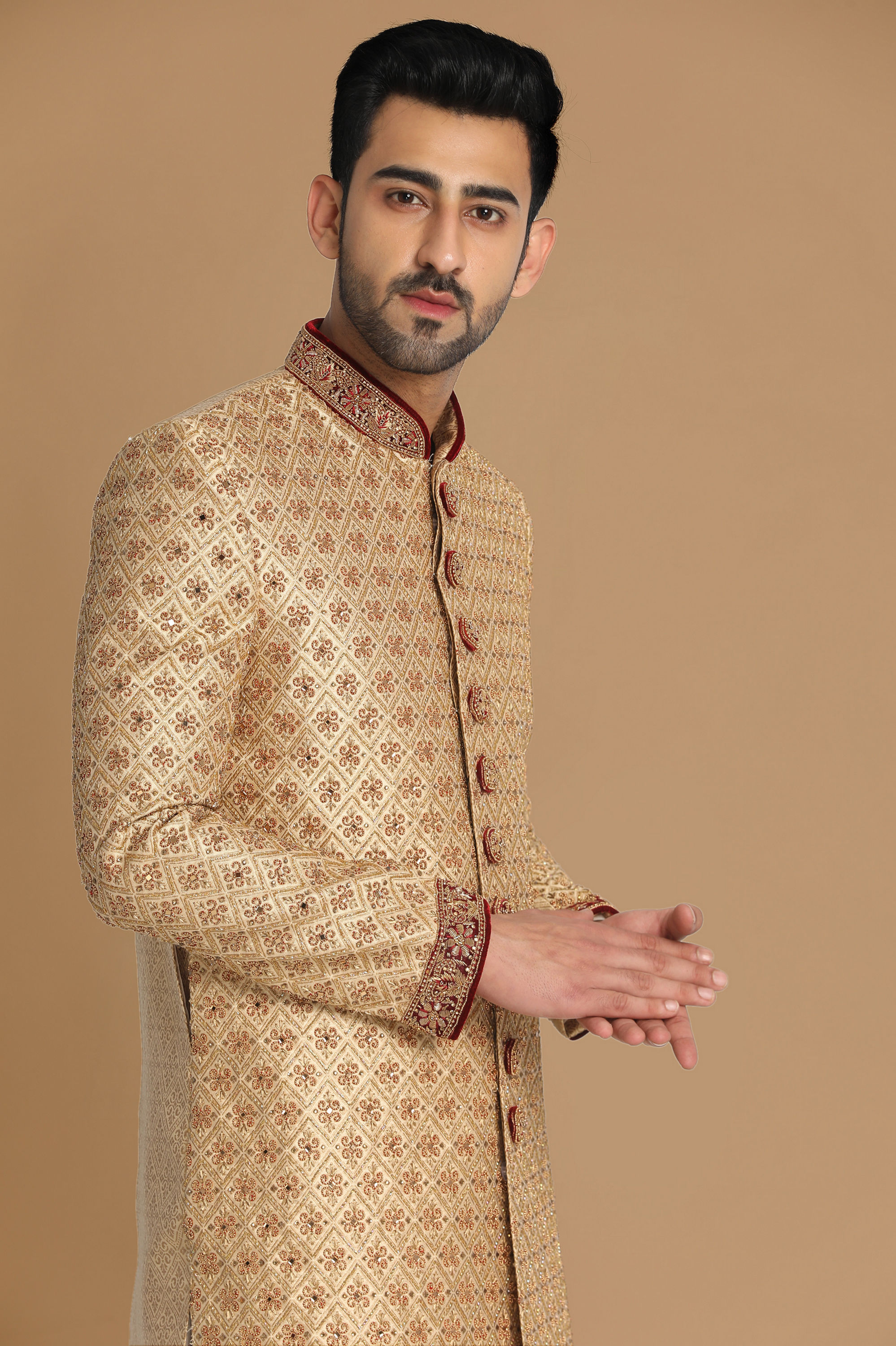 Manyavar Men Flambouyant Fawn Sherwani