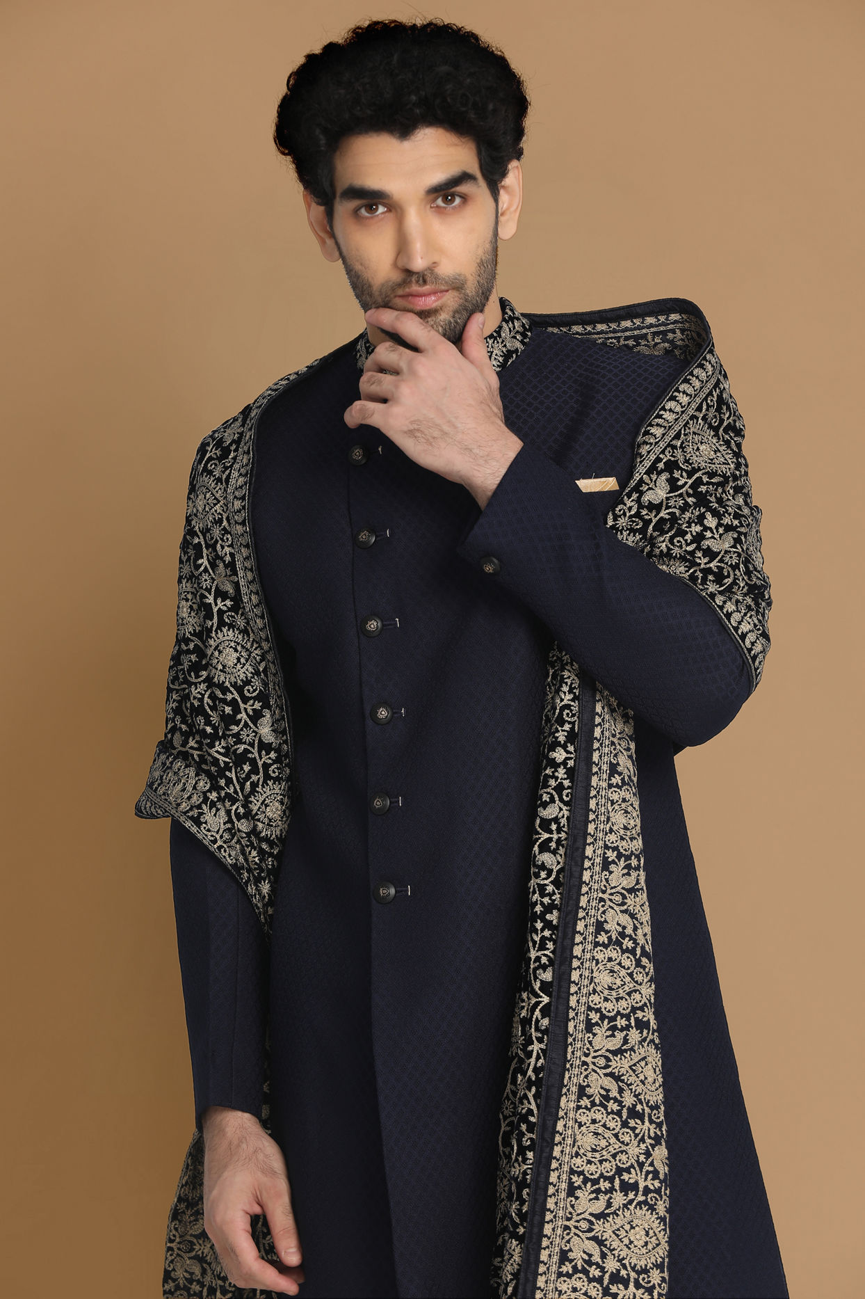 Buy Achkan Style Blue Indo Western Online in India @Manyavar - Indo ...