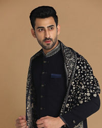 Manyavar Men Enchanting Blue Sherwani Suit