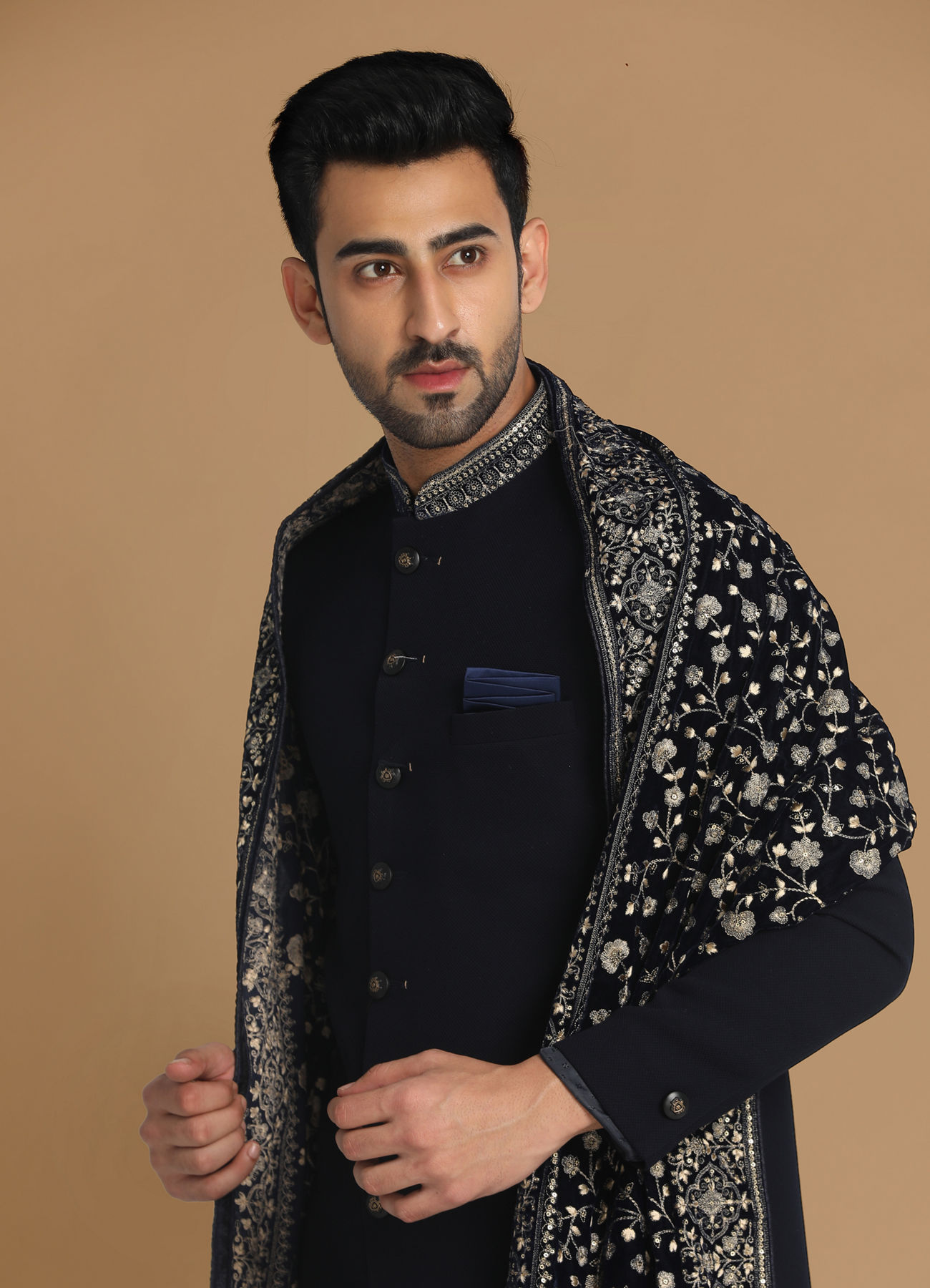 Manyavar Men Enchanting Blue Sherwani Suit