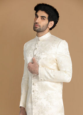 alt message - Manyavar Men Enchanting Cream Sherwani image number 0