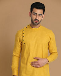 Manyavar Men Mustard Side Open Short Kurta