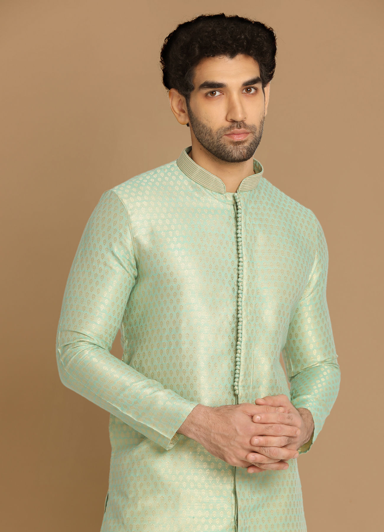 Manyavar Men Subtle Light Green Kurta Pajama