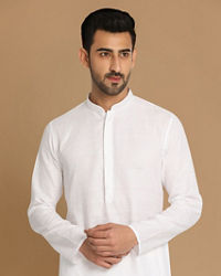 Manyavar Men Basic White Kurta Pajama Set