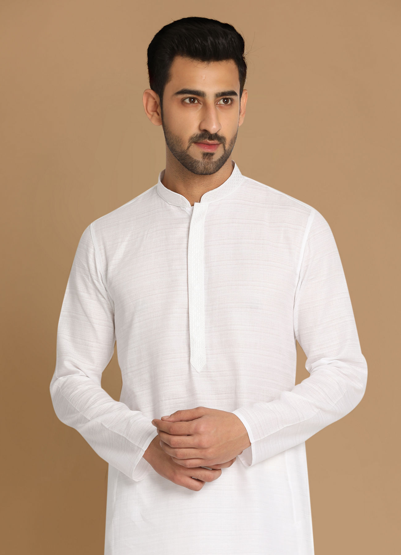 Manyavar Men Basic White Kurta Pajama Set