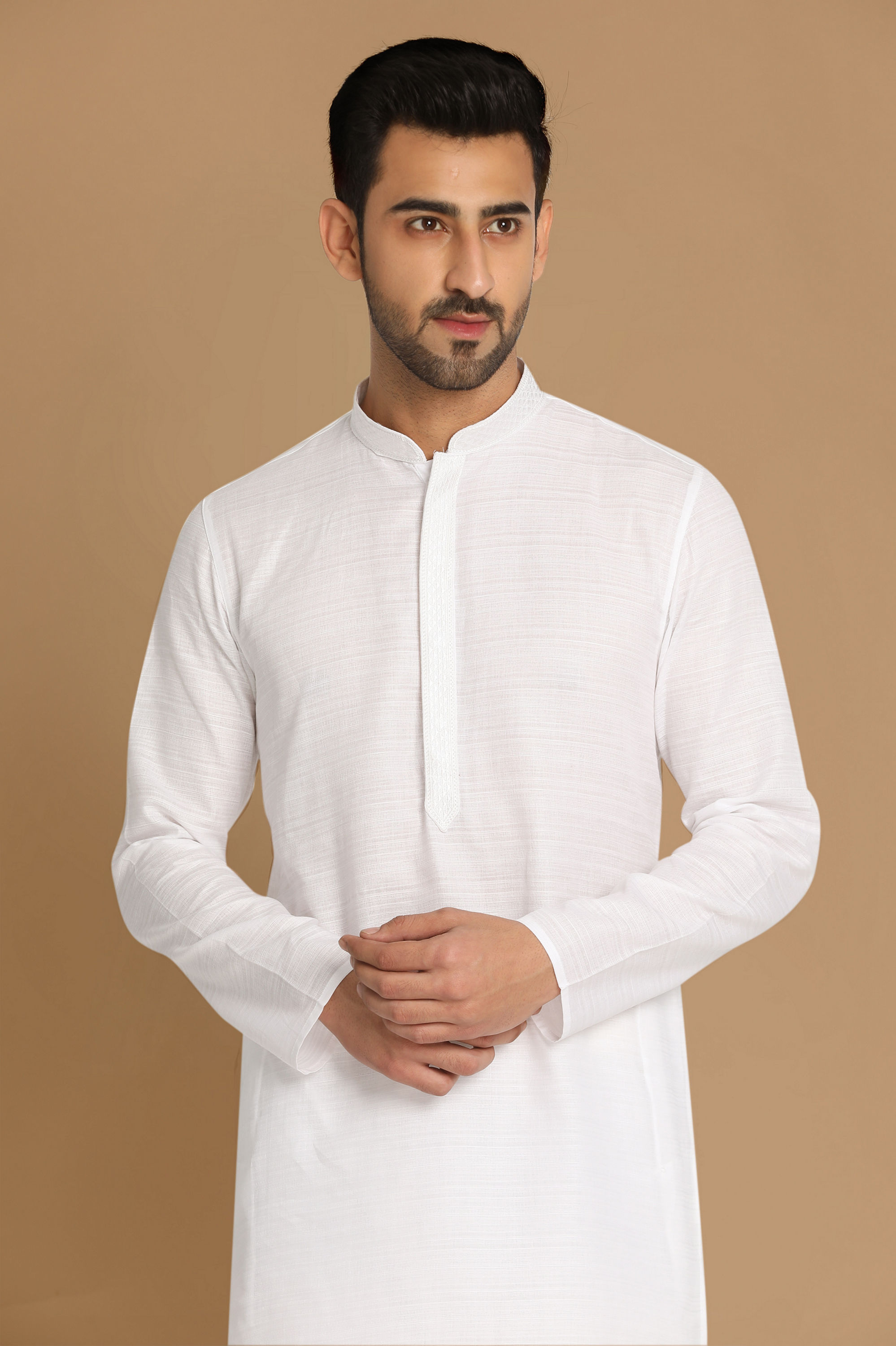 Manyavar Men Basic White Kurta Pajama Set