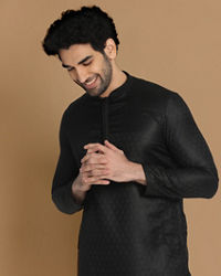 Manyavar Men Black Self Design Kurta Pajama