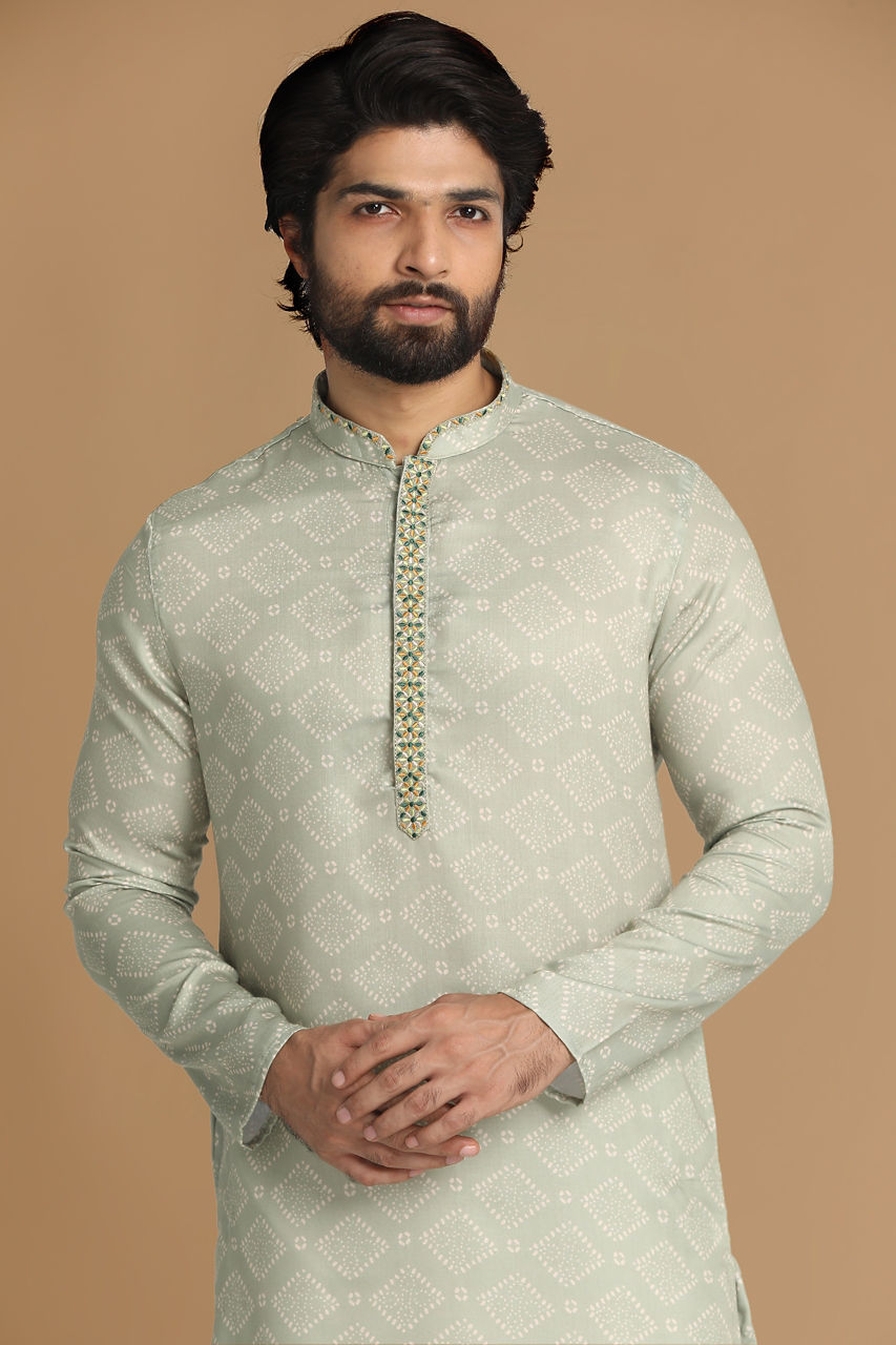 Manyavar Men Subtle Green Kurta Pajama