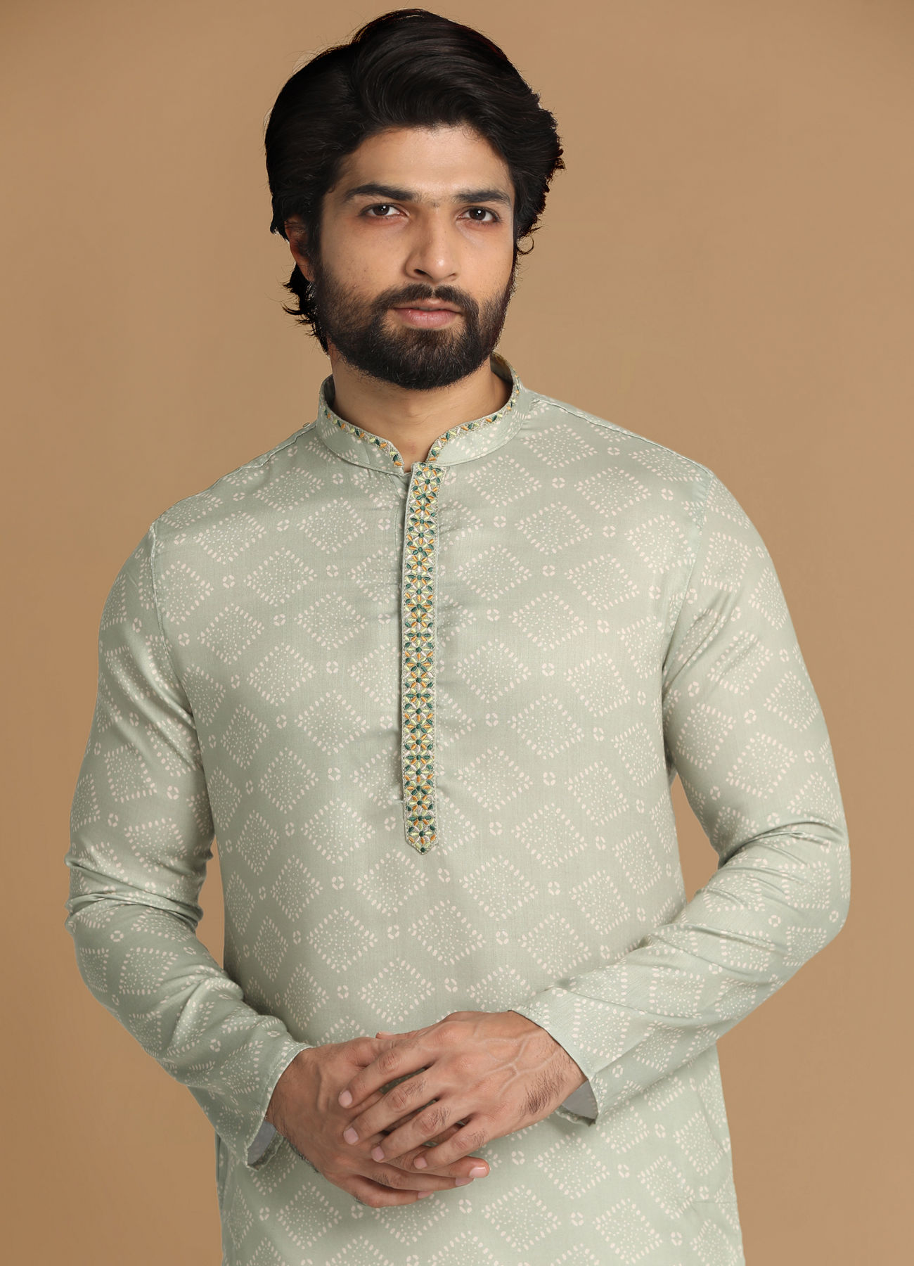 Manyavar Men Subtle Green Kurta Pajama