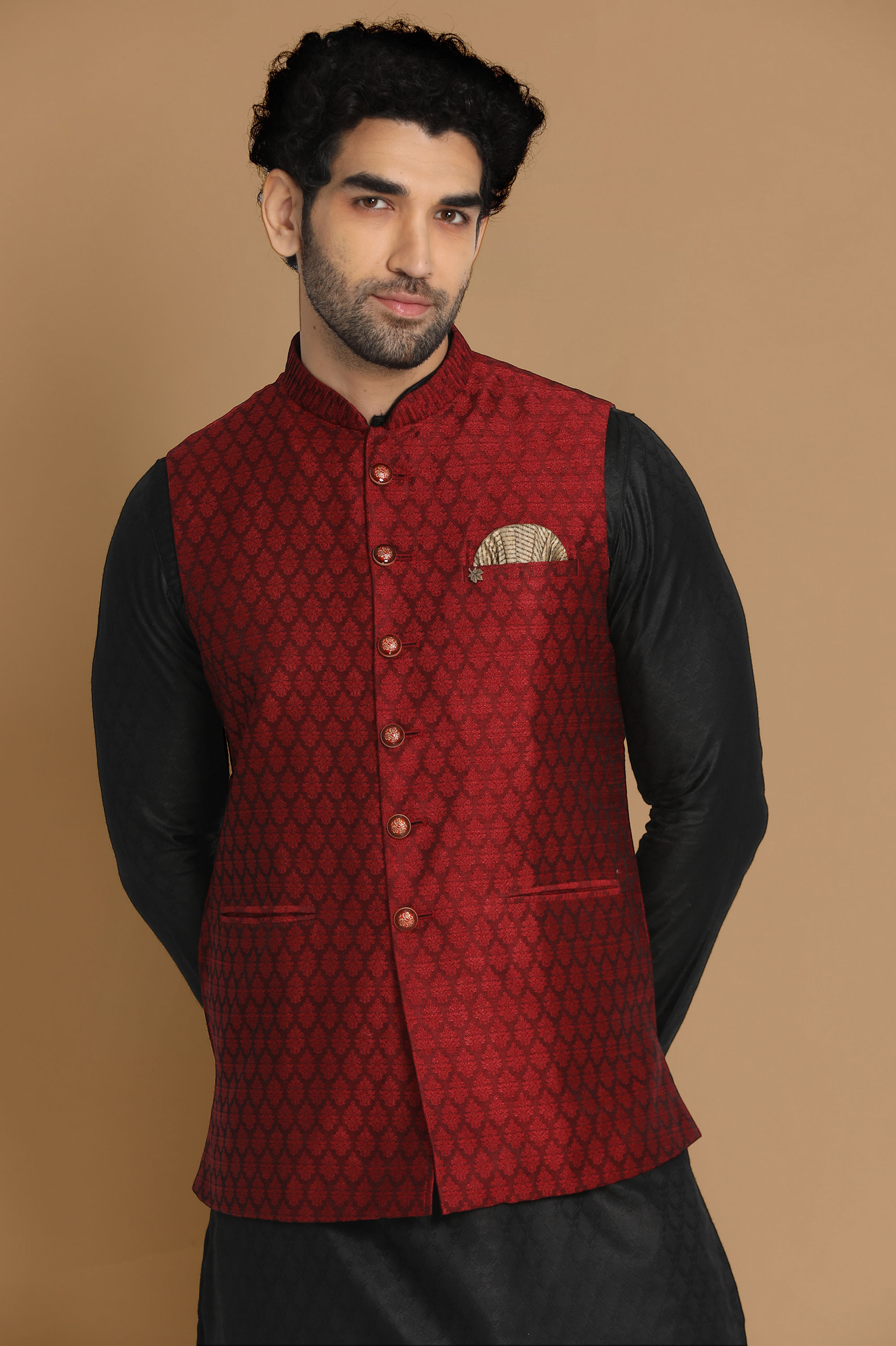 Manyavar Men Exquisite Maroon Jacket