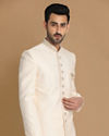 Manyavar Men Beige Brocade Sherwani Set