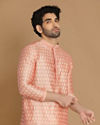 Manyavar Men Light Pink Self Design Kurta Pajama
