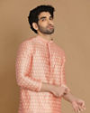 alt message - Manyavar Men Light Pink Self Design Kurta Pajama image number 0