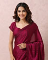 Mohey Women Wine Satin Saree With Stone Embellishment