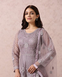 Mohey Women Purple Embellished Gown With Dupatta