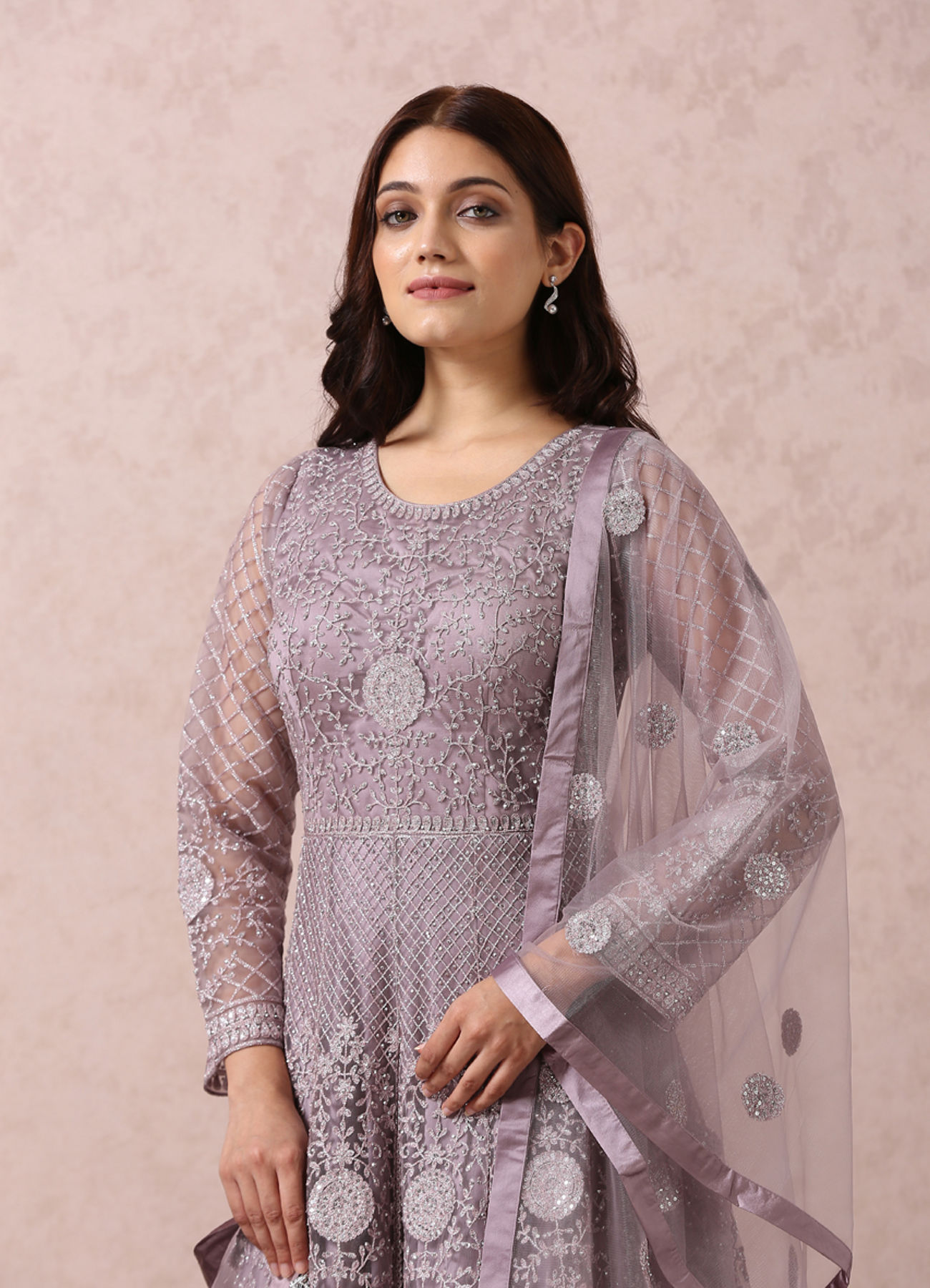 Mohey Women Purple Embellished Gown With Dupatta
