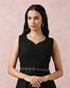 alt message - Mohey Women Black Stardust Gown With Belt image number 1