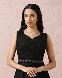 Mohey Women Black Stardust Gown With Belt