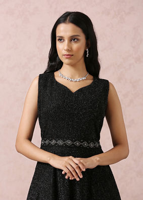 Mohey Women Black Stardust Gown With Belt
