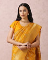 Mustard Yellow Saree With Gold Border image number 1