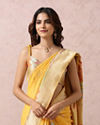 alt message - Mohey Women Yellow Art Silk Saree With Multicoloured Self-Design image number 1