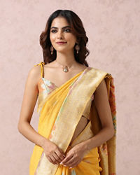 Mohey Women Yellow Art Silk Saree With Multicoloured Self Design