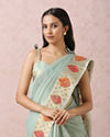 Mohey Women Light Blue Floral Chanderi Saree