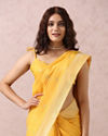 Yellow Floral Chanderi Saree image number 1