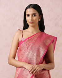 Mohey Women Pink Zari Weaved Saree