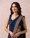 Mohey Women Indigo Blue Saree With Multicoloured Border