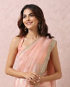 Mohey Women Light Pink Organza Saree