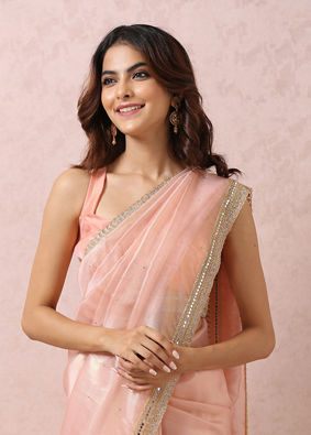 Mohey Women Light Pink Organza Saree image number 1