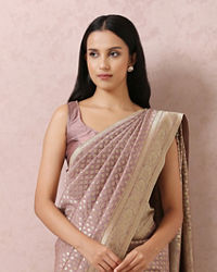 Mohey Women Purple Art Silk Saree With Golden Motifs