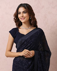 Mohey Women Indigo Blue Georgette Saree