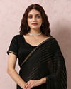 alt message - Mohey Women Black Chiffon Cocktail Saree image number 1