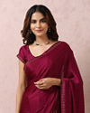 alt message - Mohey Women Wine Stone-Embellished Satin Saree image number 1