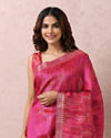 alt message - Mohey Women Rani Pink Saree With Golden Border image number 1