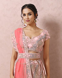 Mohey Women Light Pink Embellished Lehenga