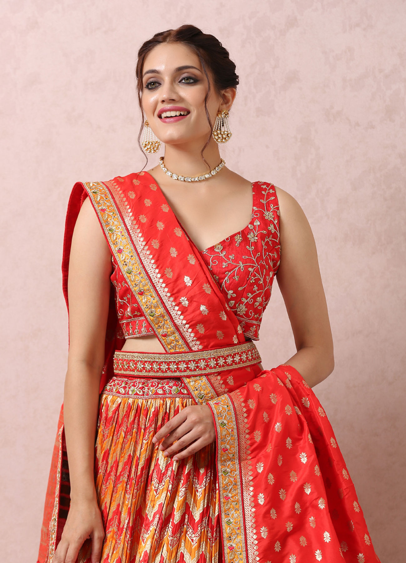 Mohey Women Mustard Yellow Benarasi Lehenga With Border
