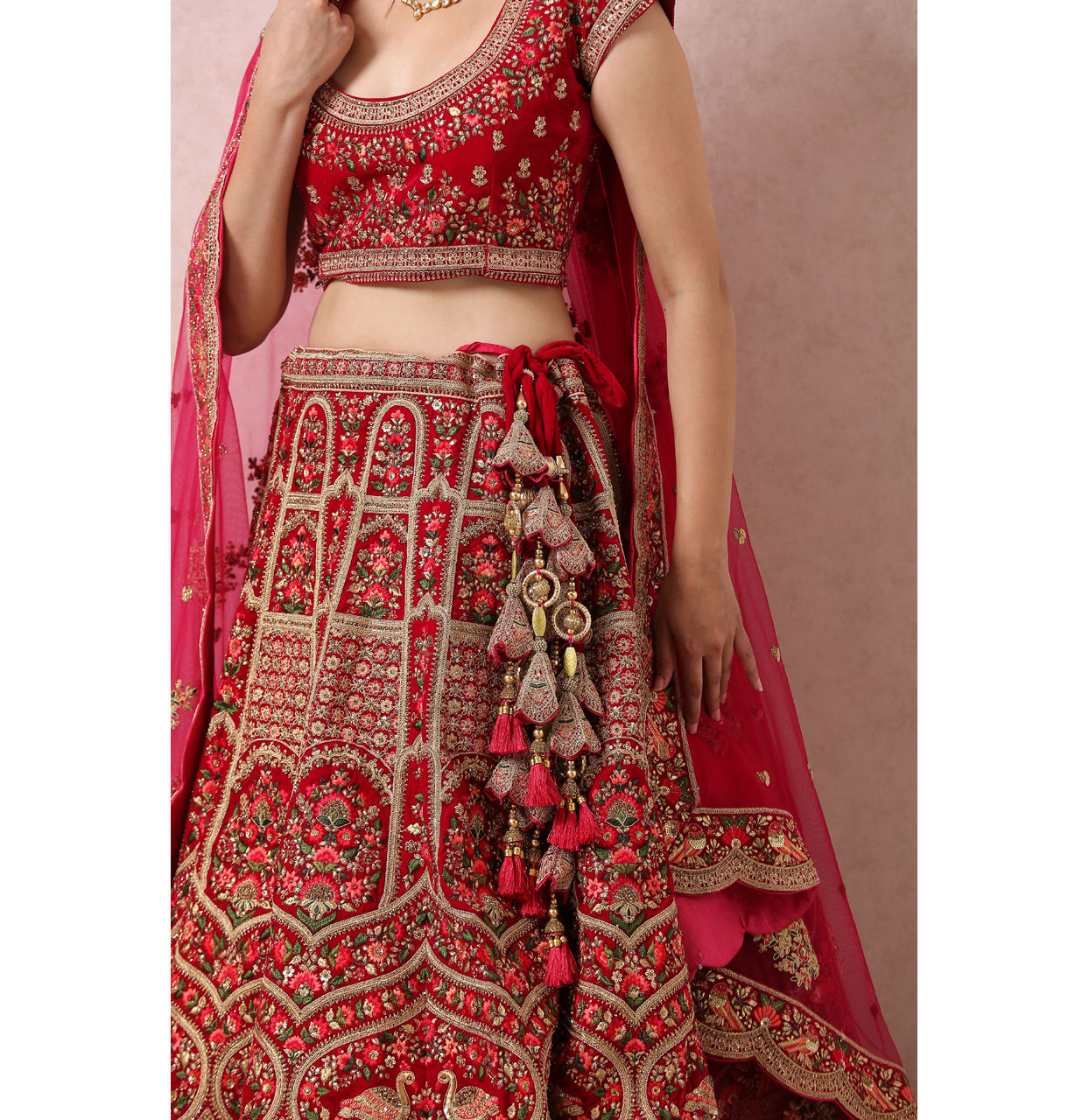 Mohey Women Rani Embroidered Bridal Lehenga
