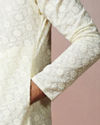 alt message - Manyavar Men Cream Chikankari Kurta Set image number 2