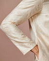 Manyavar Men Cream Self Motifs Kurta Set