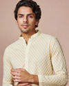 Manyavar Men Biscuit Chikankari Cotton Kurta