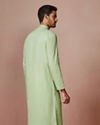 alt message - Manyavar Men Green Self Design Kurta image number 3